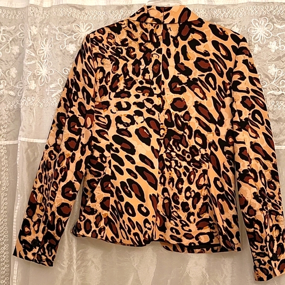 FLASH SALE! Jones Studio Leopard Blazer, Shawl Collar, Pockets, Single Button, 6 - Picture 7 of 10